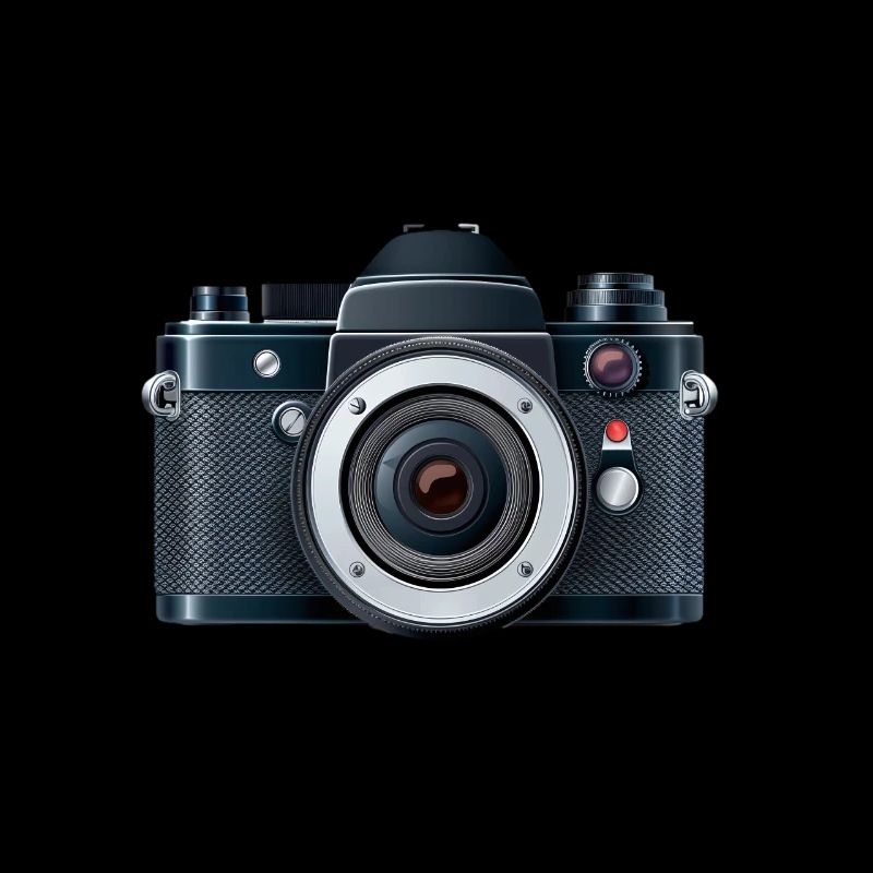 Digital camera with flash in a 2d illustration