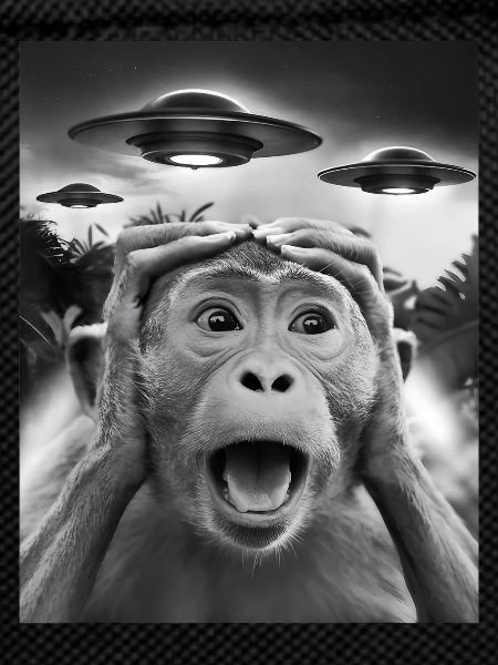 Funny Monkey Graphic UFO Weird