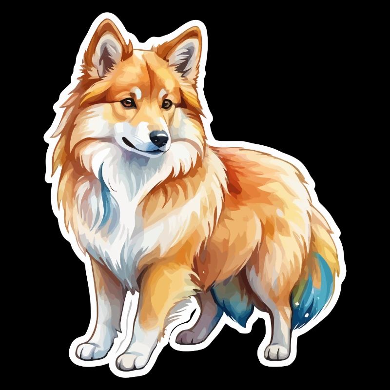 Islandhund Wasserfarben