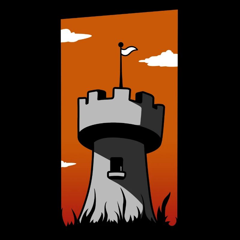 Medieval tower with sunset