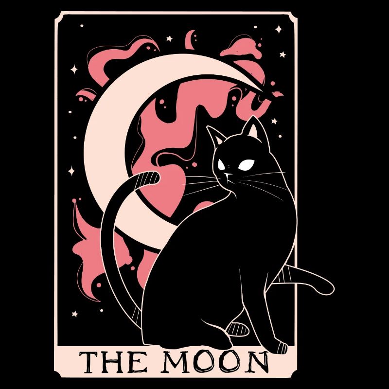 Gothic Wiccan Witch Black Cat And Moon Tarot