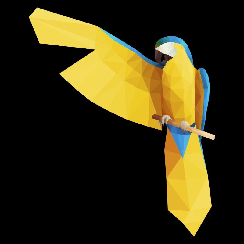 Bleu Ara Low Poly
