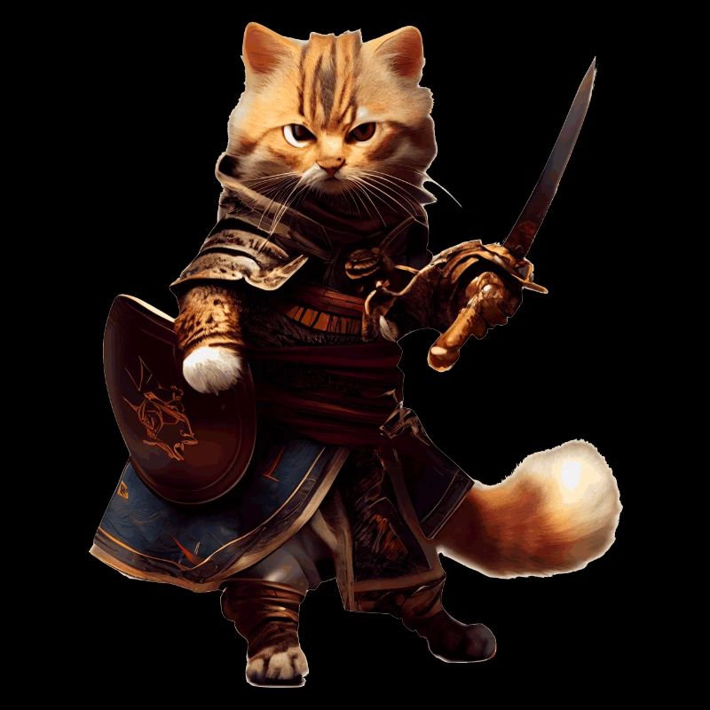 Chat avec manteau et épée comme un pirate courageux