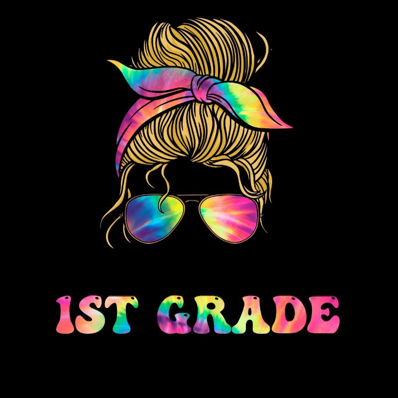 Little Miss First 1st Grade Messy Bun Tie Dye