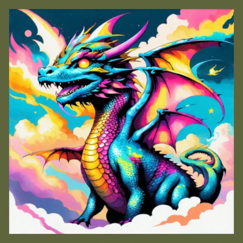 Drache mit Regenbogen