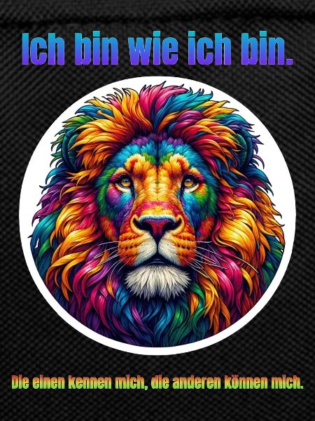 Lion psychedelic with saying