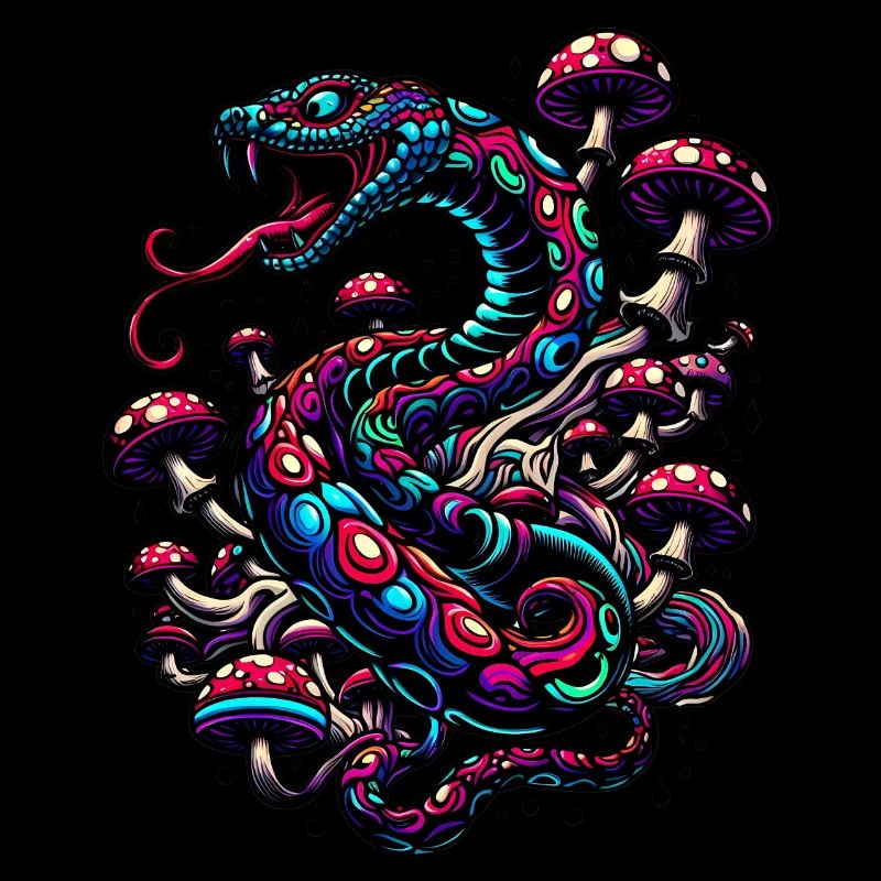 Serpent psychédélique aux champignons