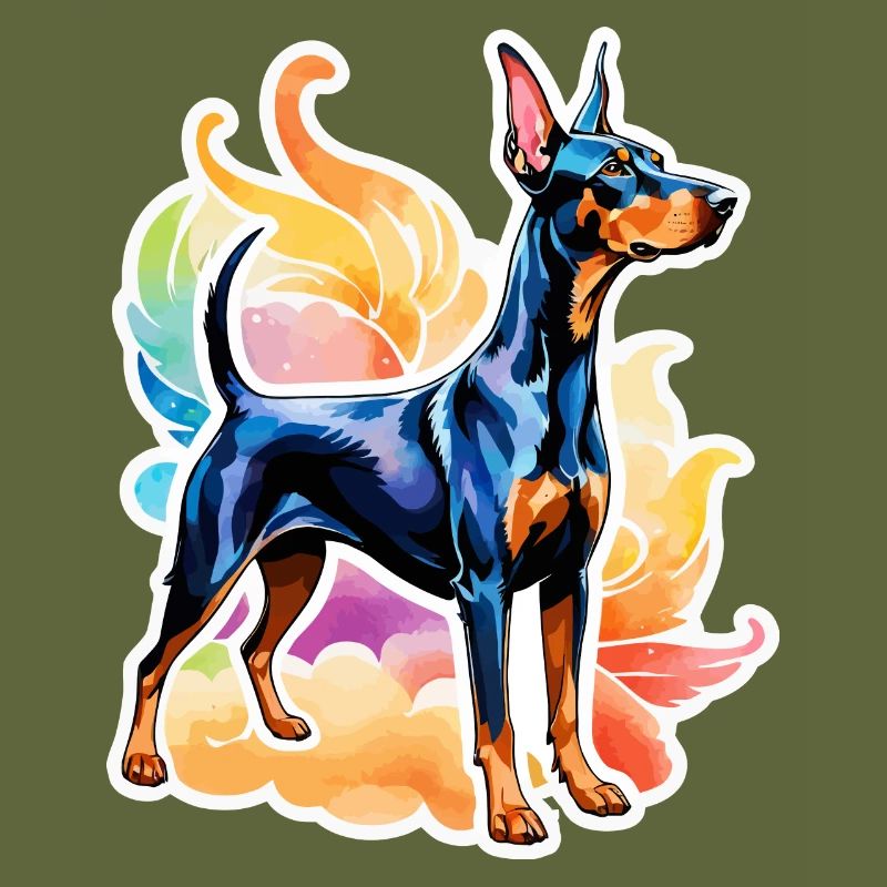 Dobermann Wasserfarben