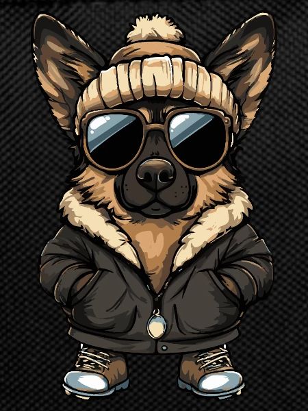 German Shepherd Winter Comic