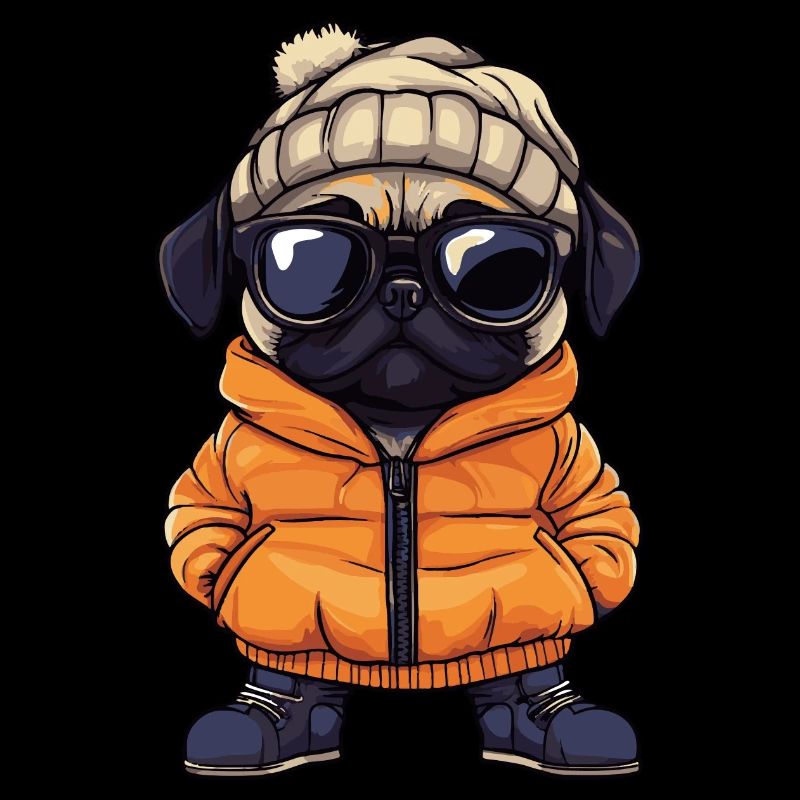 Pug Dog Winter Comic