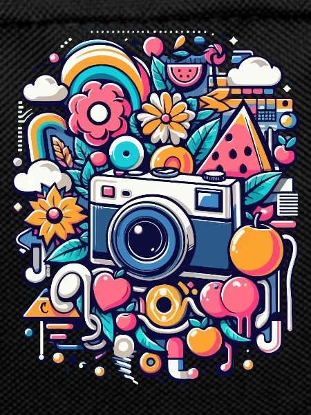 Bunte Collage mit Kamera