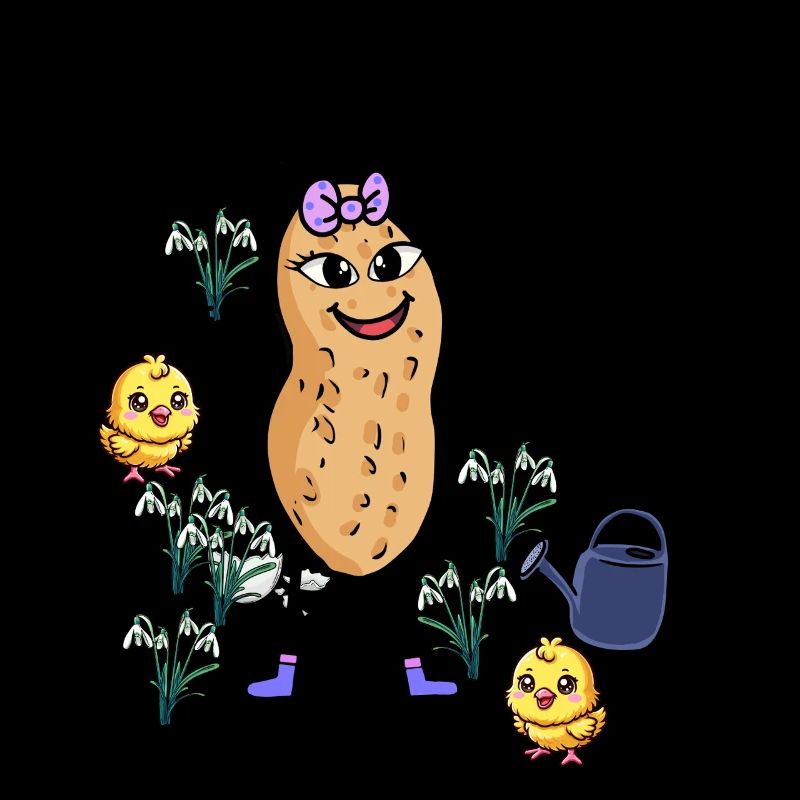 fröhliche Erdnuss Frühling Schneeglöckchen Garten