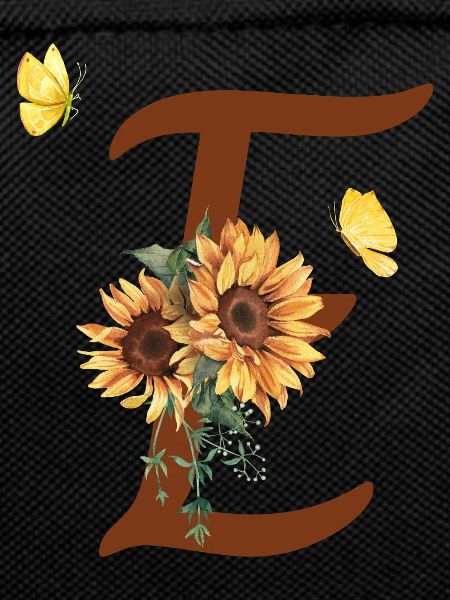 Letter e sunflower butterfly