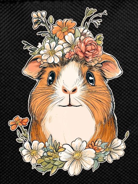 Guinea pig with flowers