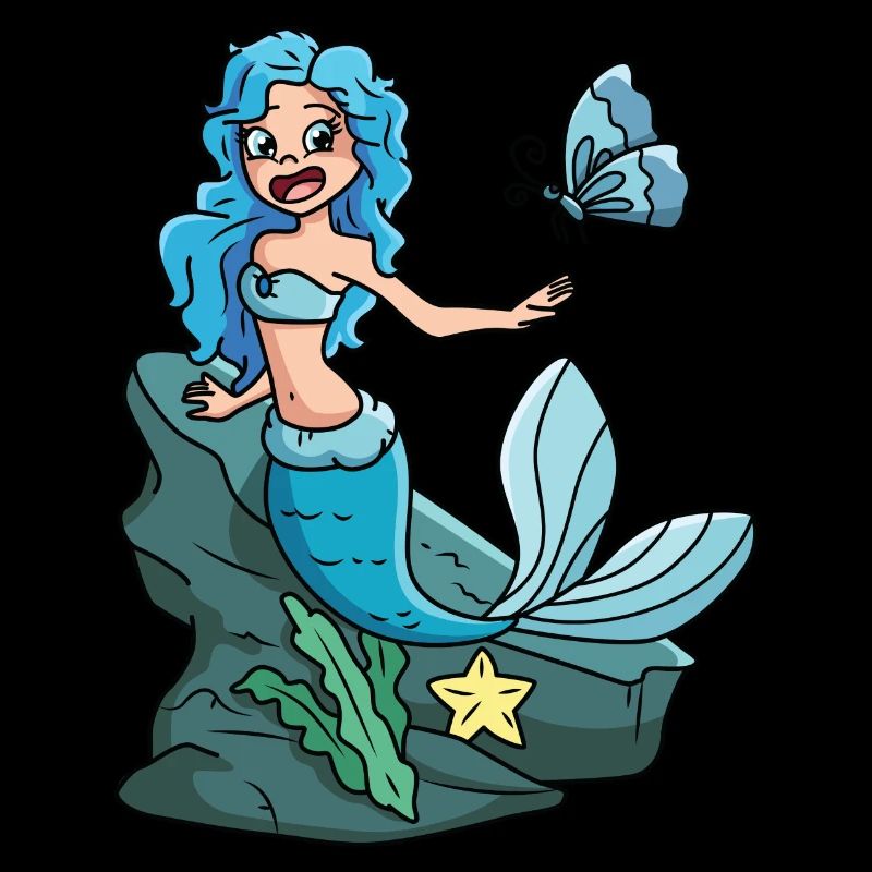 Mermaid with blue hair