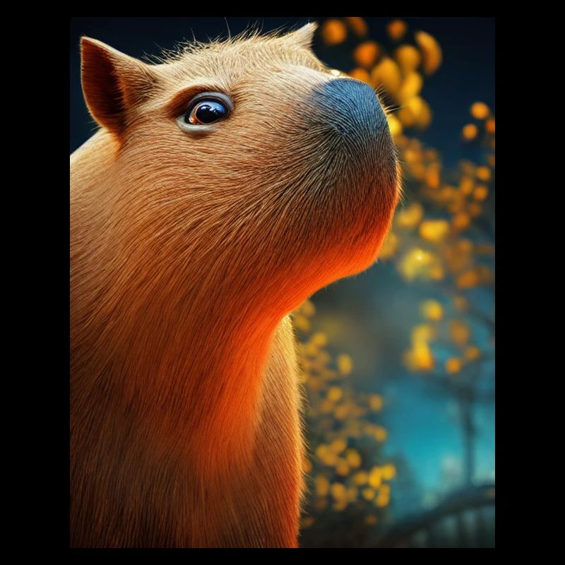 Cool Comic Portrait of Capybara at night