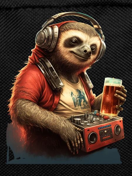 Cool Sloth DJ with beer
