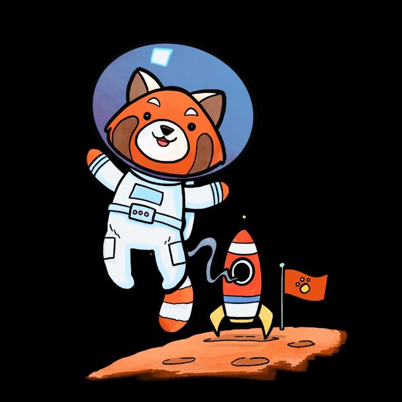 Dessin animé de l’astronaute panda rouge