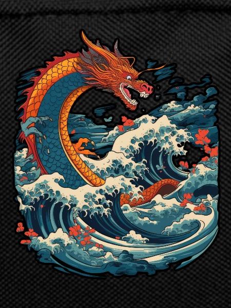 Chinese dragon emerging from water