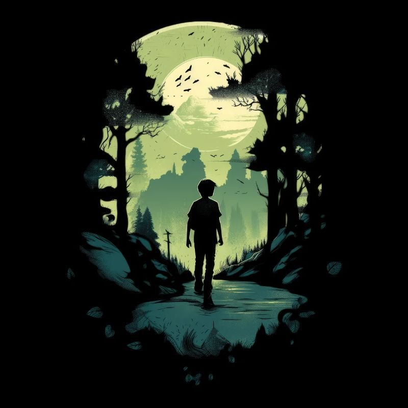 Wilderness Explorer, Man silhouette on forest
