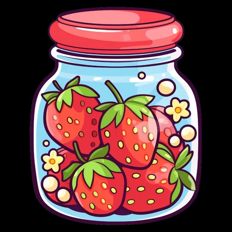 Closed jar with strawberries