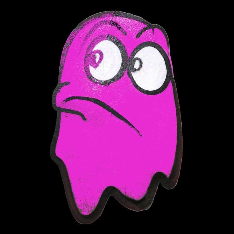 Funny grim-looking ghost in pink