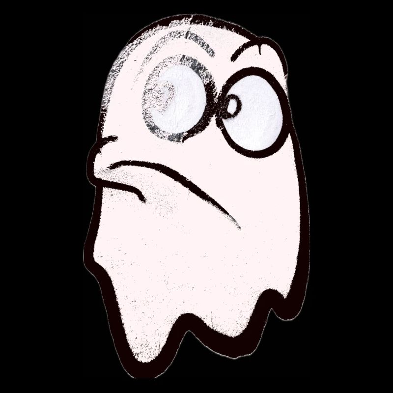Funny smiling ghost in white