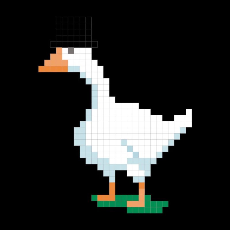 Canard avec haut-de-forme pixélisé