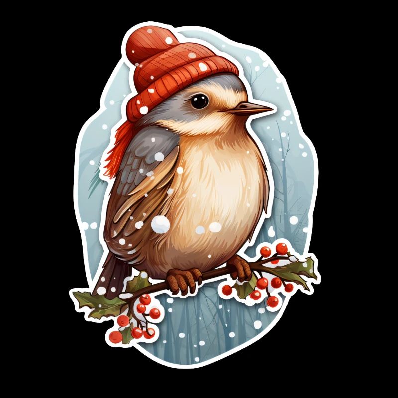 Bird in winter with cap