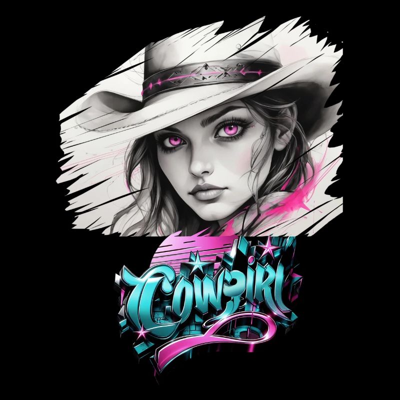 Cowboy , Pferdemädchen mit Cowboyhut