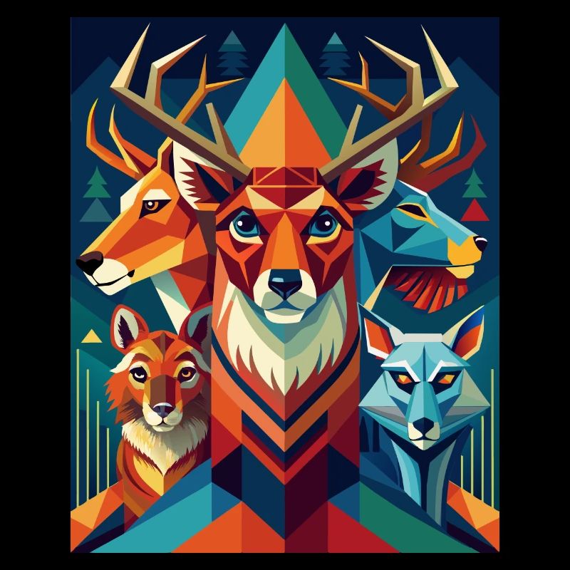 Geometric Forest Animals