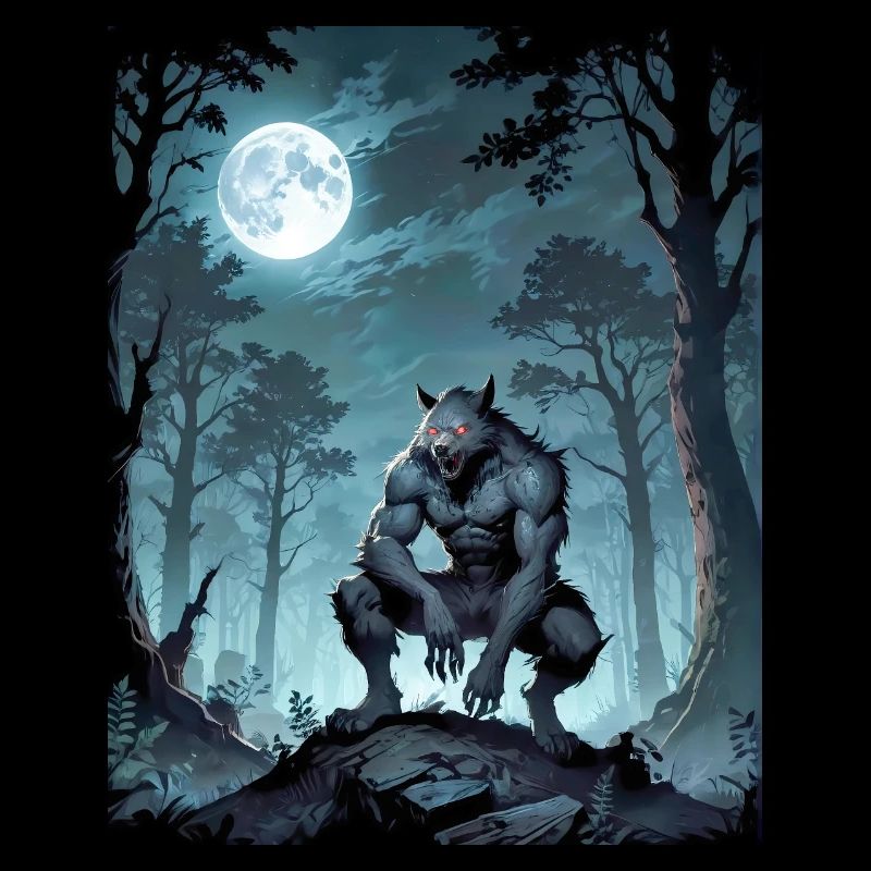 Böser Werwolf heult das Mondmonster dunkel an