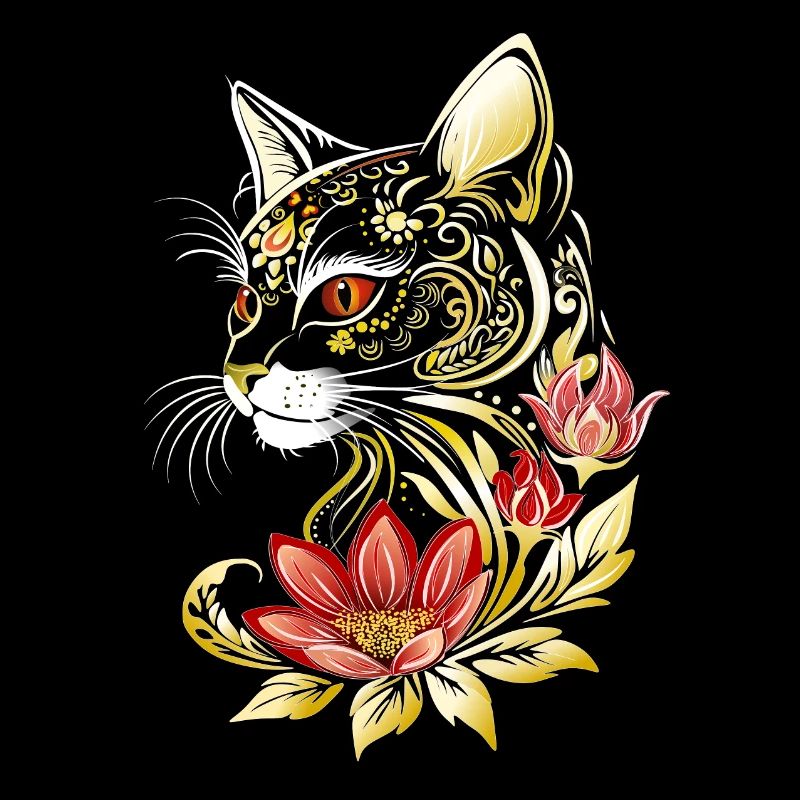 Cat Cat Kitten Flowers Blossoms Cats Cat