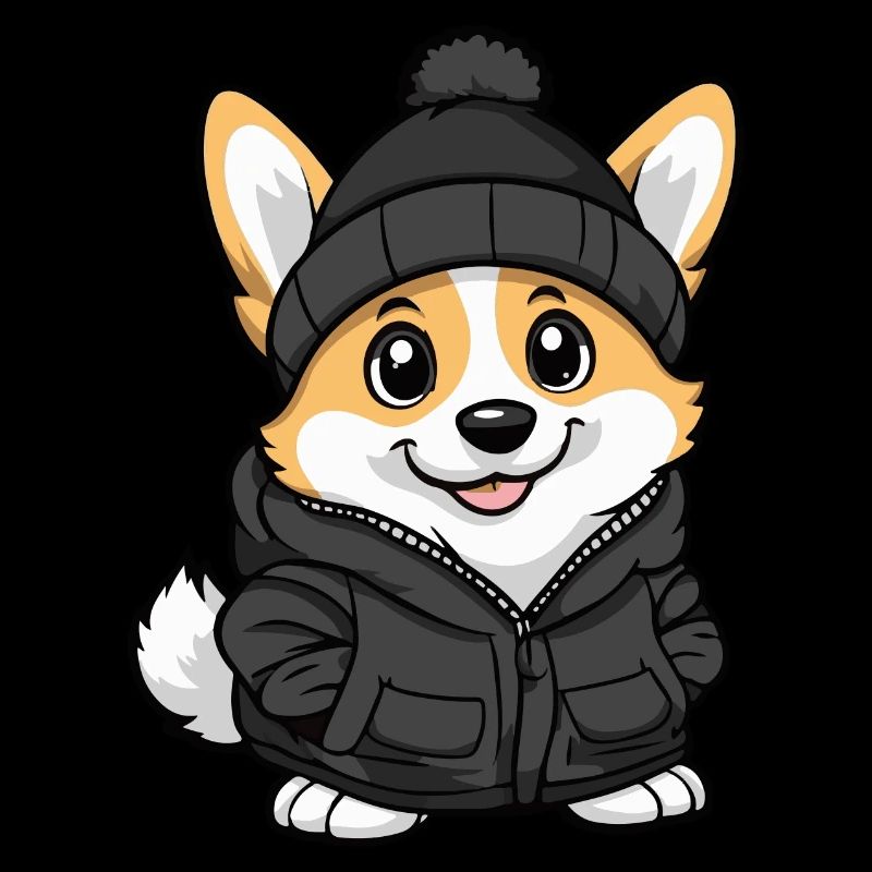 Corgi Hund Winter