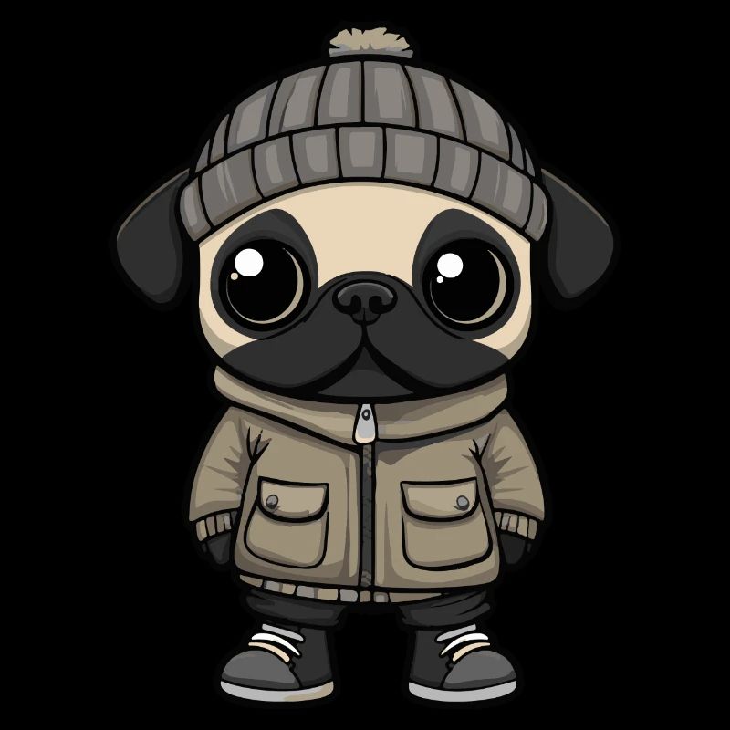 Mops Hund Winter
