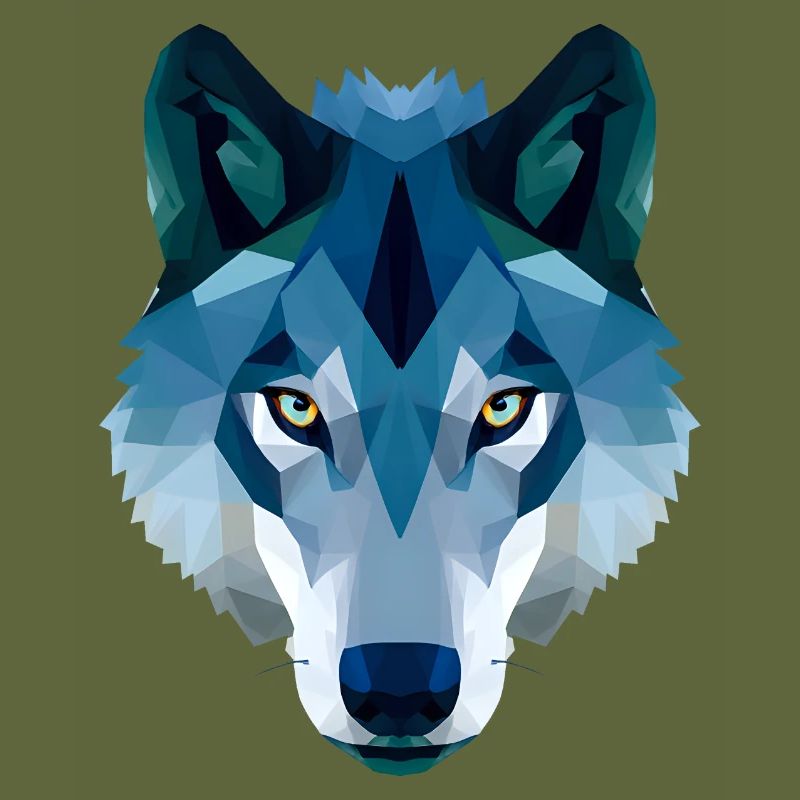 loup polygonal bas en bleu et blanc