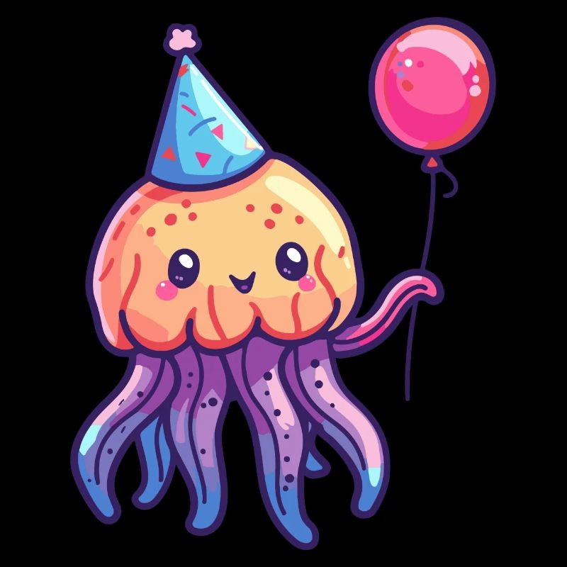 Méduse Anniversaire Bande dessinée Mignon