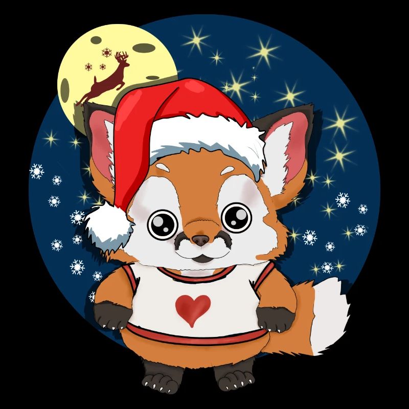 Fuchs Weihnachten Rentier Weihnachtsmütze Schnee