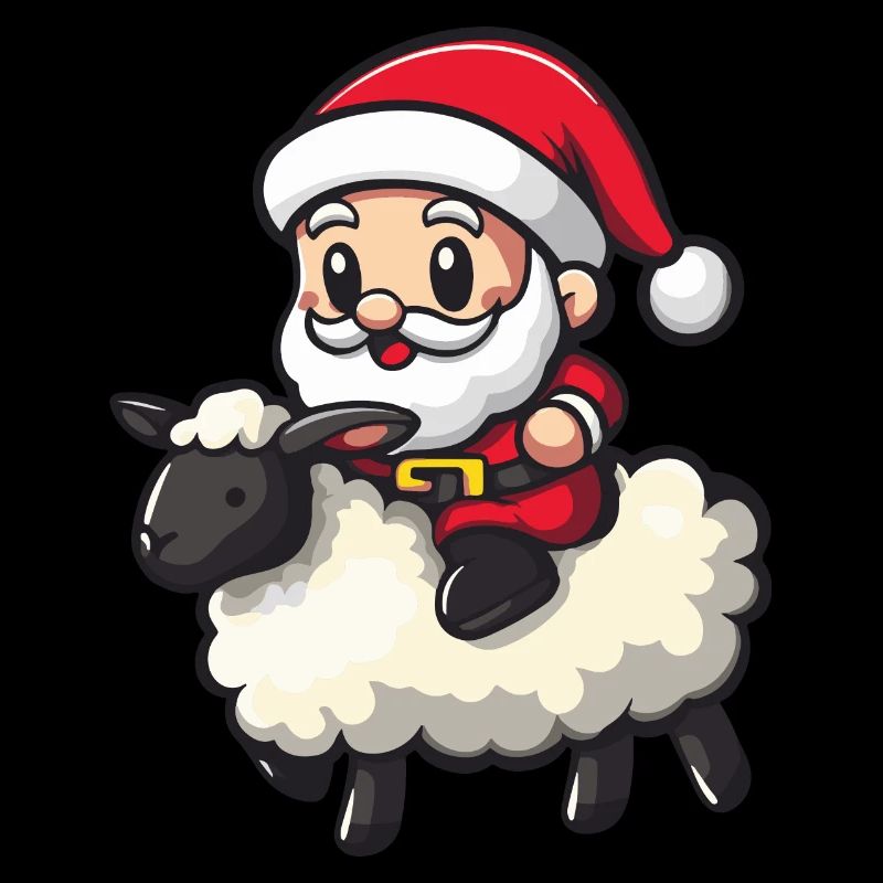 Sheep Santa Claus Cartoon