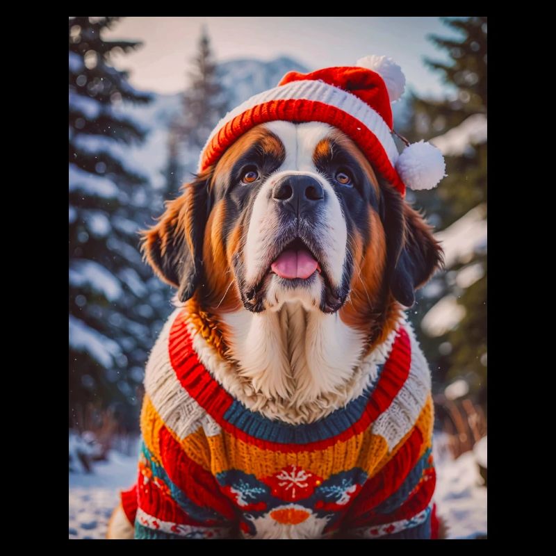 chiens super mignons victimes de la mode Noël de Saint-Bernard