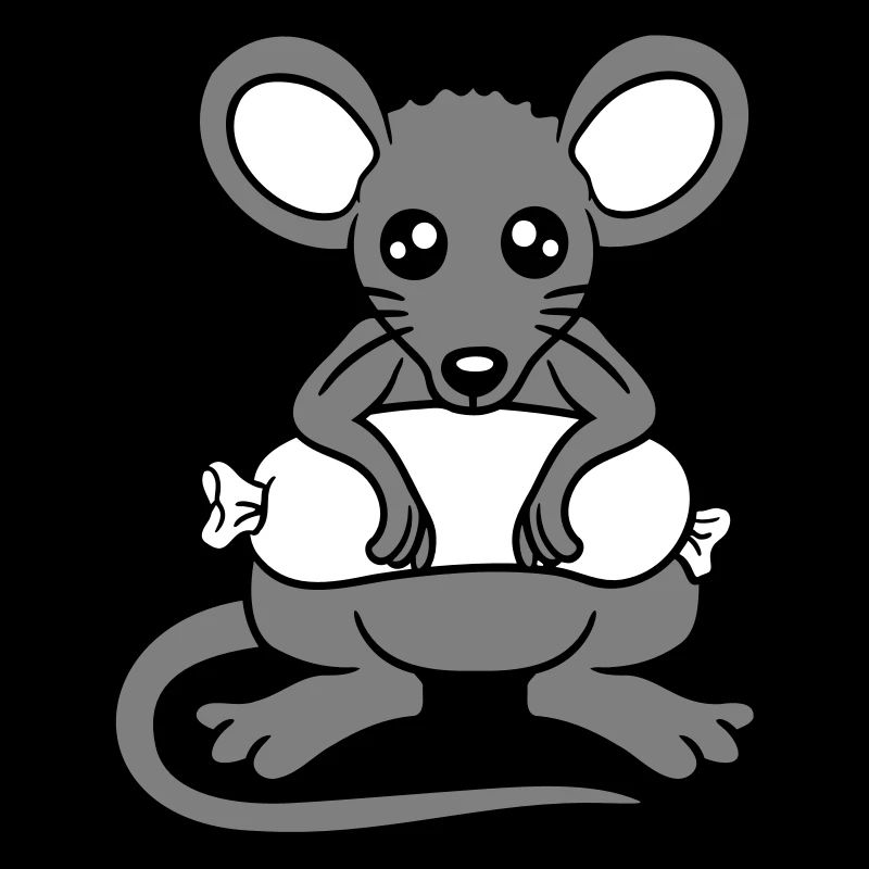 Mouse big sausage eating hunger sausage grilling