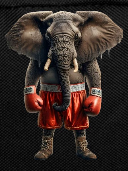 Elefant mit Boxhandschuhen