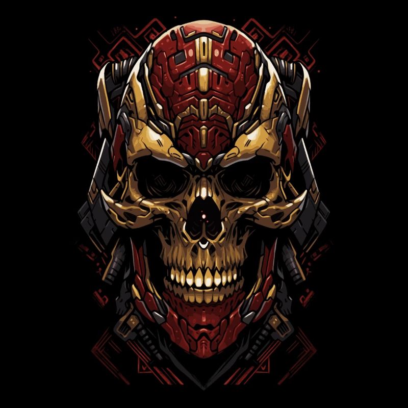 Crimson Cyborg Skull