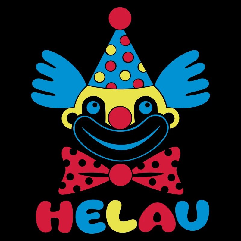 Fasching Karneval Clown HELAU 1, 2 oder 3 Farben