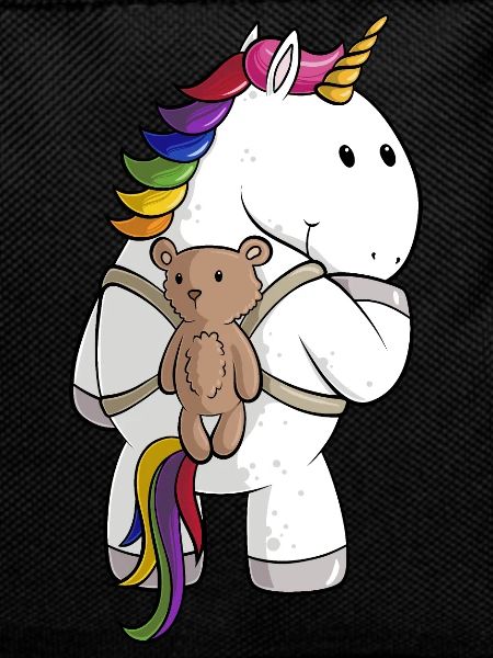 Comic Einhorn mit Rucksack