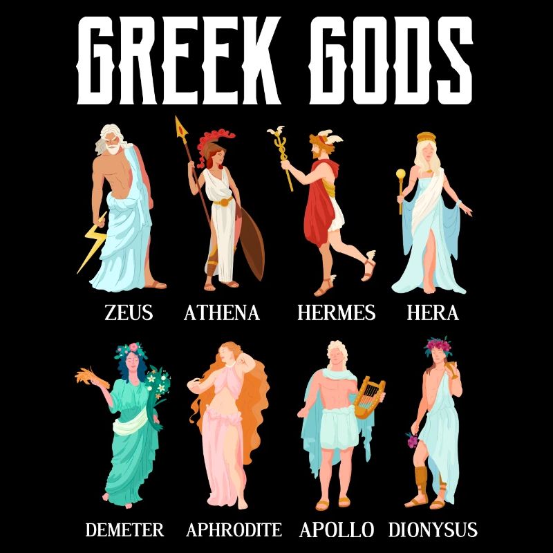 Figures de couleur des dieux grecs Conception pour un grec principal