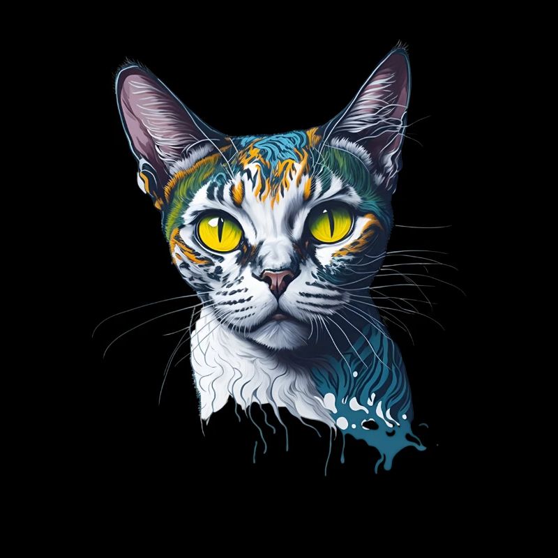 Cute Splash Art Cat Design
