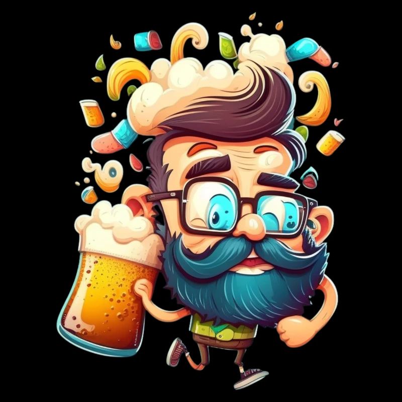 Lustige Mann mit Bart und Bier