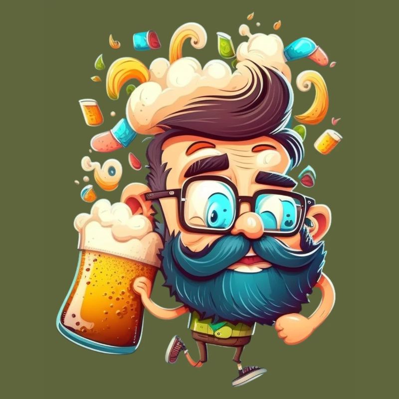 Funny man with beard and beer