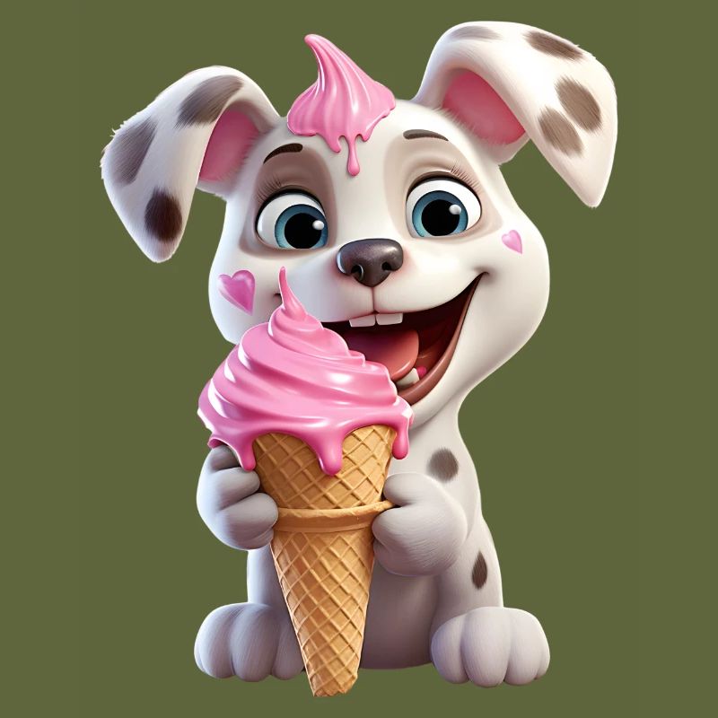 Hund mit Eiscreme